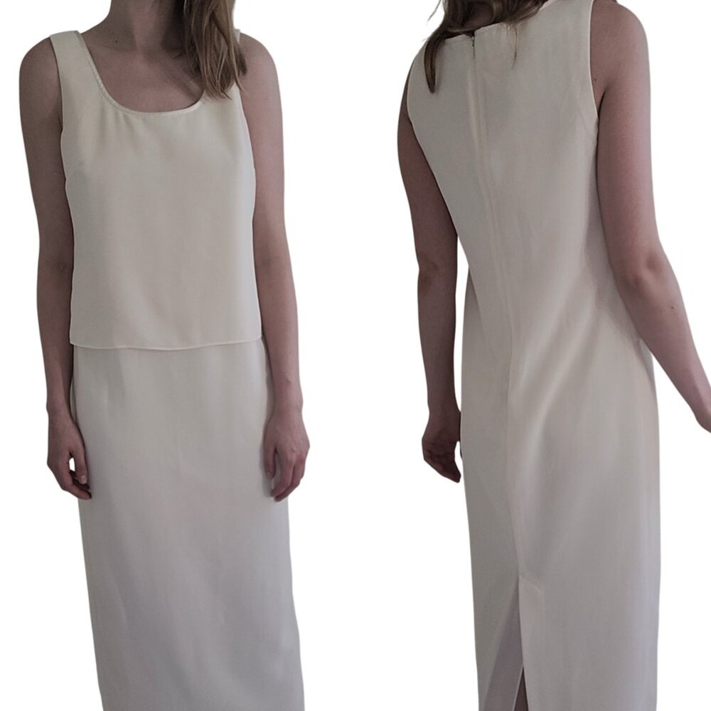 Vintage Patra Ankle-Length Sleeveless Minimalist White Dress 6 small